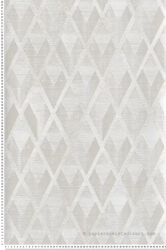 Petit Prix Papier peint Losange Ethnique Facet écru argenté - The Texture Book de Masureel Réf. MAS-CAB502