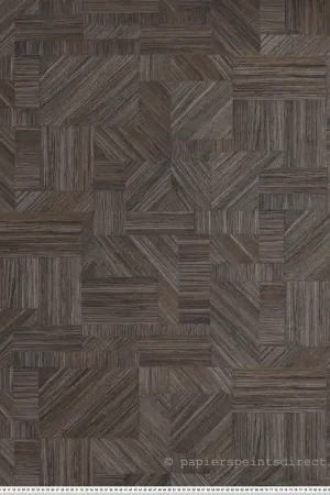 Papier peint Marqueterie Paille Imbrication ébène - Nature sur Mesure de Casamance Réf. CAS-76892344 Marque