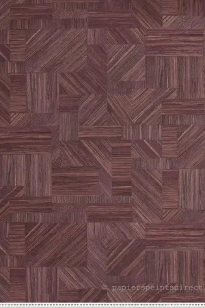 Remise Papier peint Marqueterie Paille Imbrication prune - Nature sur Mesure de Casamance Réf. CAS-76892242
