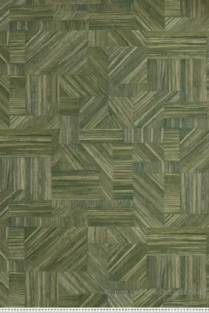 Papier peint Marqueterie Paille Imbrication vert mousse - Nature sur Mesure de Casamance Réf. CAS-76892140 Expédition Rapide