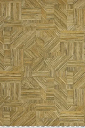 Offre Spéciale Papier peint Marqueterie Paille Imbrication ocre vert - Nature sur Mesure de Casamance Réf. CAS-76891936