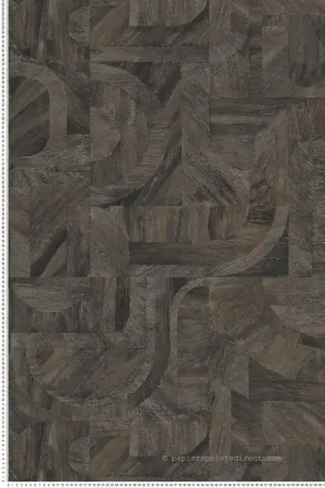 Papier peint Patchwork Ethnique Intarsia ébène - Nature sur Mesure de Casamance Réf. CAS-76870814 Livraison Express