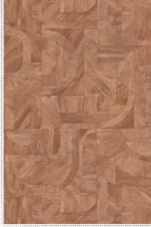 Prix Réduit Papier peint Patchwork Ethnique Intarsia terre de sienne - Nature sur Mesure de Casamance Réf. CAS-76870712