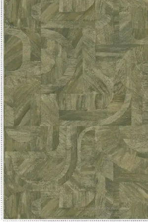 Papier peint Patchwork Ethnique Intarsia kaki - Nature sur Mesure de Casamance Réf. CAS-76870610 Meilleure Vente