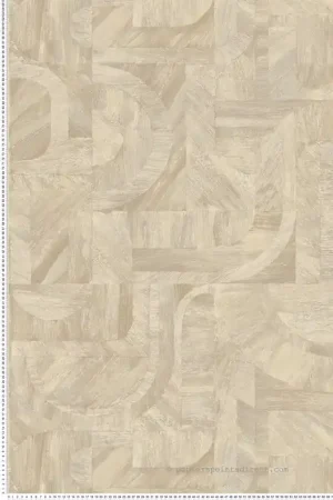 Top Vente Papier peint Patchwork Ethnique Intarsia beige sable - Nature sur Mesure de Casamance Réf. CAS-76870100