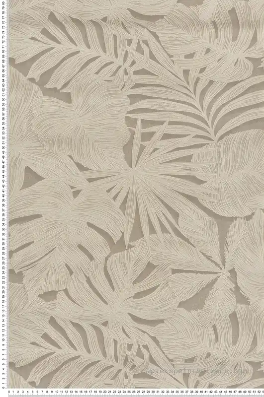 Meilleure Vente Papier peint Palmes Gravure Granada beige lin - Vegetals de Casadéco Réf. VEGE86431441