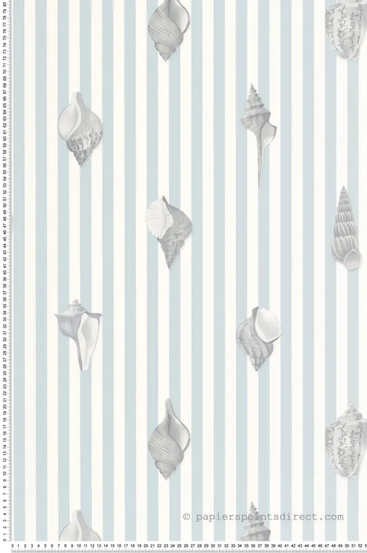 Livraison Express Papier peint Rayure Coquillage Noirmoutier bleu - Seaside de Casadéco Réf. SEAS201526262