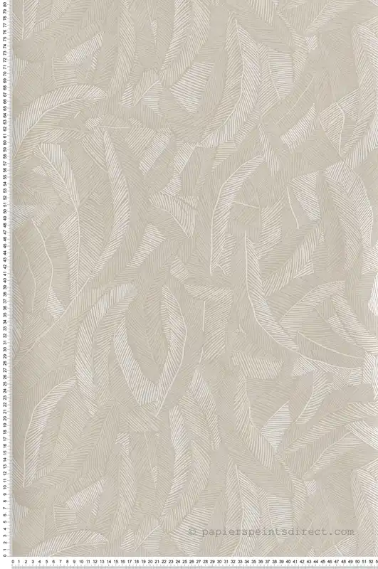 Papier peint Feuille Pennas beige métallisé - Romance de Masureel Réf. MAS-ROM205 Paiement Sécurisé