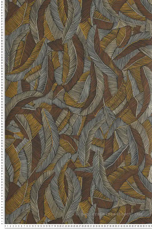 Papier peint Feuille Pennas moutarde métallisé - Romance de Masureel Réf. MAS-ROM202 Affaire À Saisir