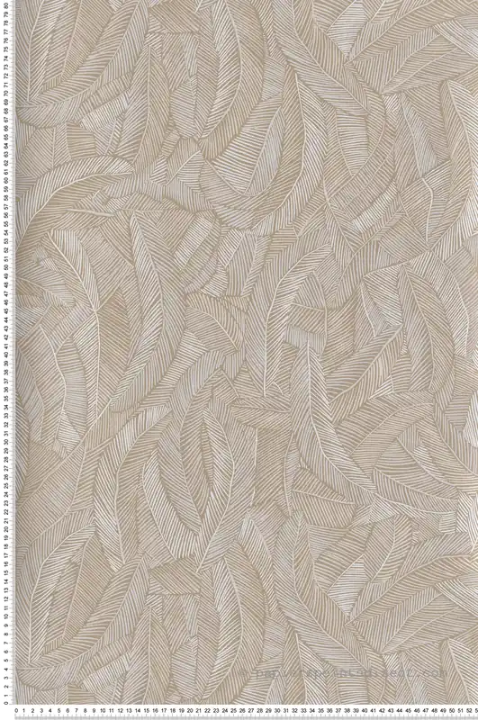Certifié Papier peint Feuille Pennas ficelle métallisé - Romance de Masureel Réf. MAS-ROM201