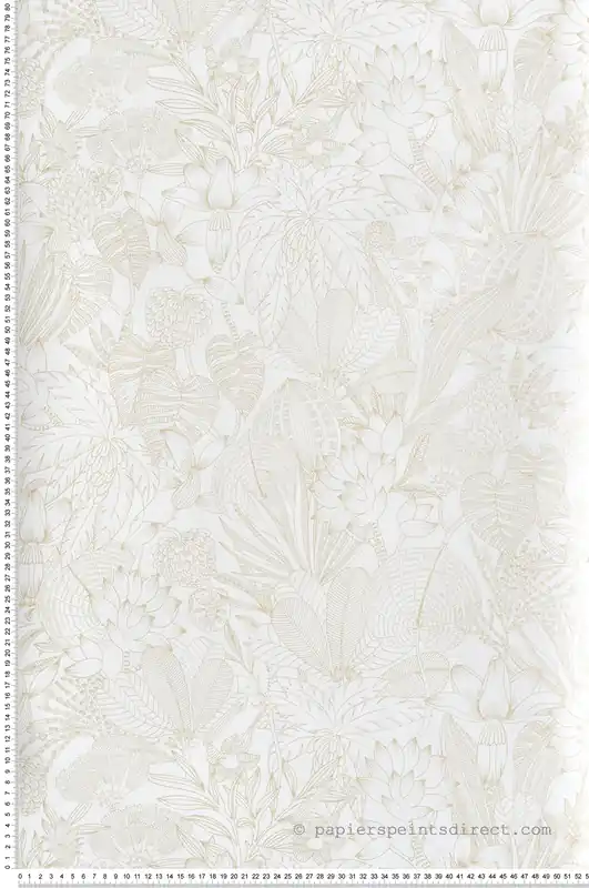 Papier peint Esquisse Fleurie Bellis blanc doré - Romance de Masureel Réf. MAS-ROM102 Paiement Sécurisé
