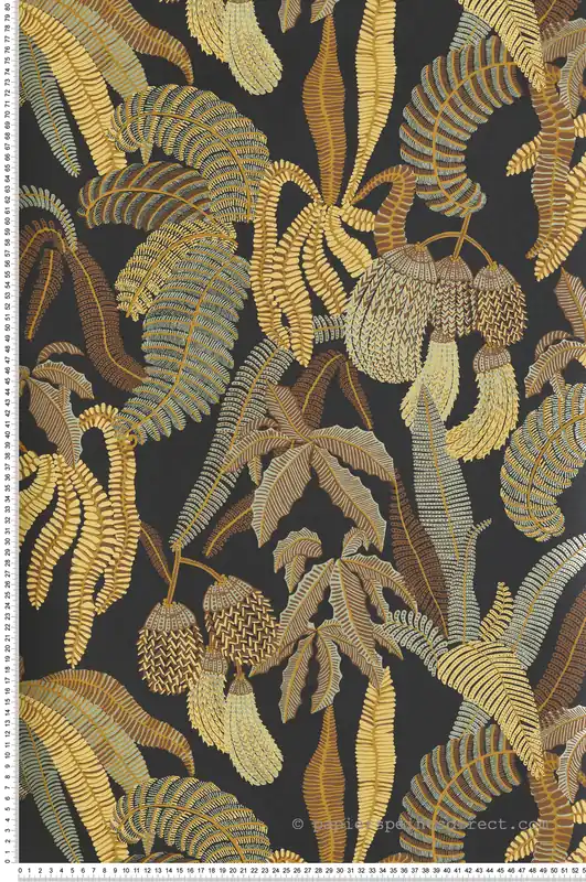 Papier peint Jardin Ninfa jaune noir métallisé - Romance de Masureel Réf. MAS-ROM002 Bon Marché