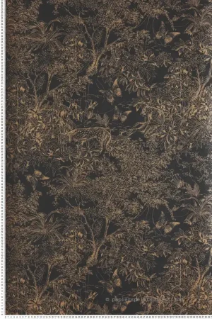 Satisfait Ou Remboursé Papier peint Toile de Jouy Scène noir doré - Amazone de Masureel Réf. MAS-ZON204