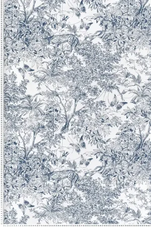 Remise Papier peint Toile de Jouy Scène bleu porcelaine - Amazone de Masureel Réf. MAS-ZON201