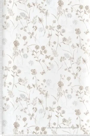 Papier peint Fleurs Elysium blanc cassé irisé - Amazone de Masureel Réf. MAS-ZON102 Super Prix