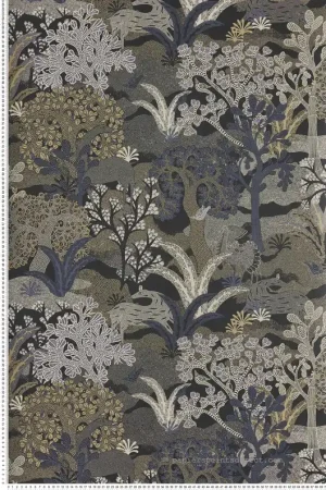 Papier peint Nature Ethnique Fabulo gris bleuté irisé - Amazone de Masureel Réf. MAS-ZON503 Meilleure Vente