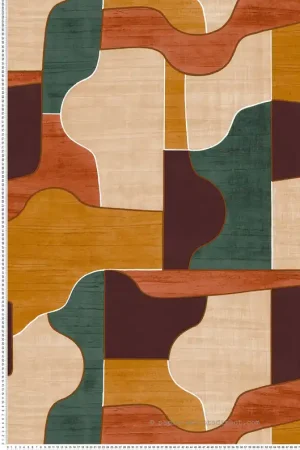 Papier peint Graphique Modernismo Puzzle bleu canard ocre - Modernismo de Casamance Réf. CAS-76820202 Vente Flash