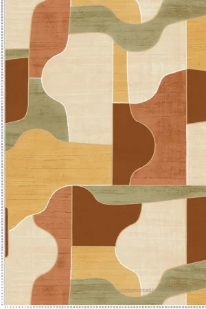 Bon Marché Papier peint Graphique Modernismo Puzzle vanille terracotta - Modernismo de Casamance Réf. CAS-76820100