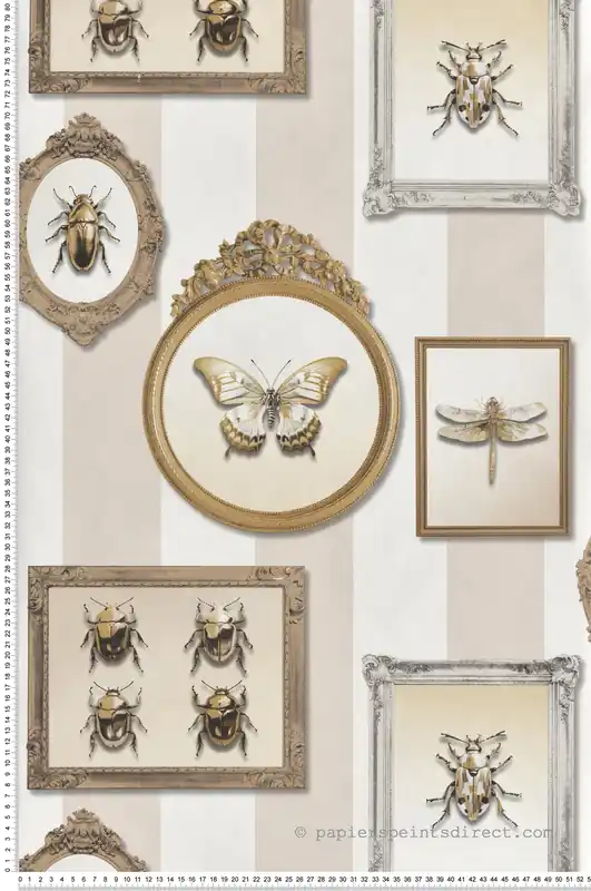 Papier Peint Cadre Insecte Entomologie Pop beige - Illusion d‘Ugépa Réf. UGP-M89507 Expédition Rapide
