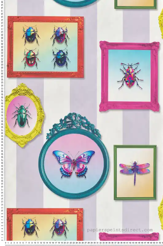 Papier Peint Cadre Insecte Entomologie Pop mauve - Illusion d‘Ugépa Réf. UGP-M89506 Authentique
