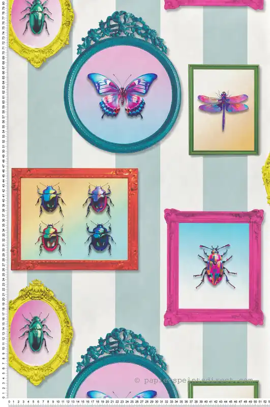 Quantité Limitée Papier Peint Cadre Insecte Entomologie Pop bleu doux - Illusion d‘Ugépa Réf. UGP-M89501