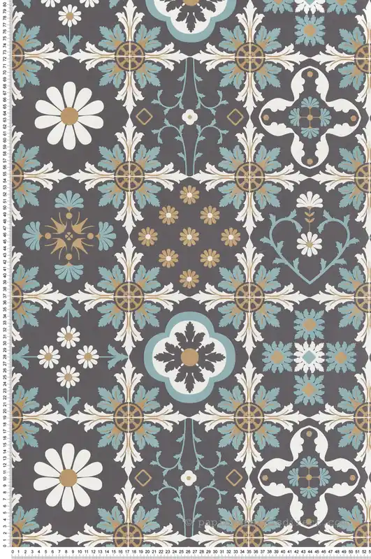Prix Cassé Papier Peint Carreaux Ciment Contemporain bleu doré - Illusion d‘Ugépa Réf. UGP-M89409