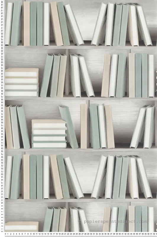Jusqu'à Épuisement Des Stocks Papier Peint Bibliothèque Imitation vert - Illusion d‘Ugépa Réf. UGP-L15404