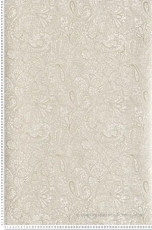 Solde Papier peint Cachemire Paisley écru doré - Attitude de Lutèce Réf. LTC-11301