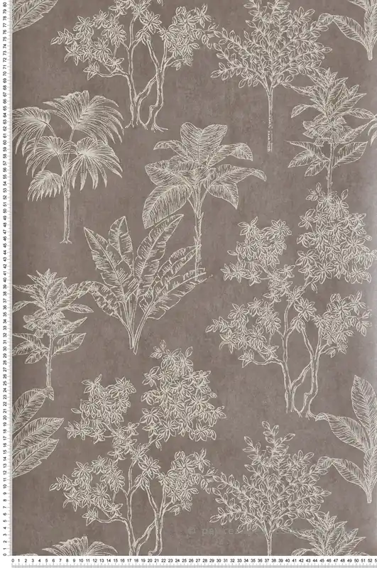 Authentique Papier peint Arbre Feuillage gris taupé irisé - Attitude de Lutèce Réf. LTC-DWP0361-05