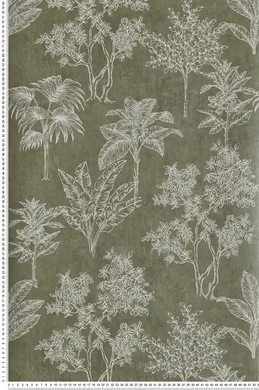 Vente Directe Papier peint Arbre Feuillage vert argile irisé - Attitude de Lutèce Réf. LTC-DWP0361-01