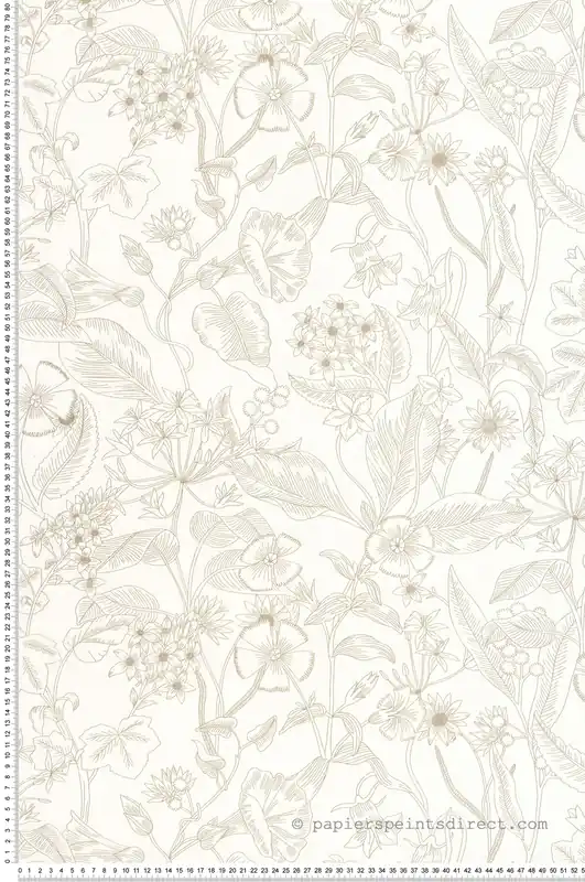 Haute Qualité Papier peint Floral Lightness blanc doré - Light de Casélio Réf. LIG106600026