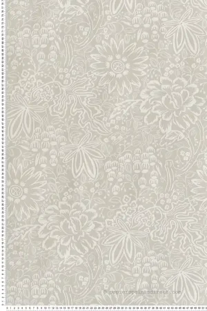 Papier peint Fleurs Peony Garden grège - V&A Decorative Papers III d‘Initiales Réf. INI-2513-188-01 Dernier Modèle