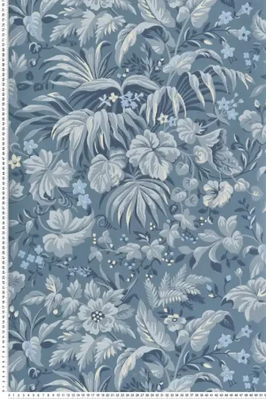 Papier peint Exotique Palmette bleu - V&A Decorative Papers III d‘Initiales Réf. INI-2513-184-02 Haute Qualité