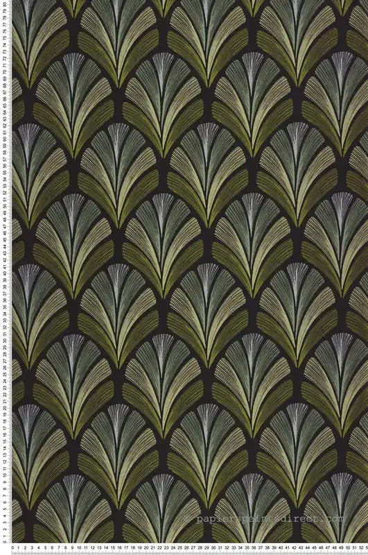 Top Vente Papier peint Palme Art Déco Folies St James vert olive irisé - Années Folles de Casadéco Réf. ANFO201057873