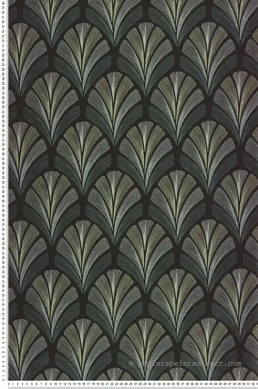 Dernière Chance Papier peint Palme Art Déco Folies St James vert irisé - Années Folles de Casadéco Réf. ANFO201057645