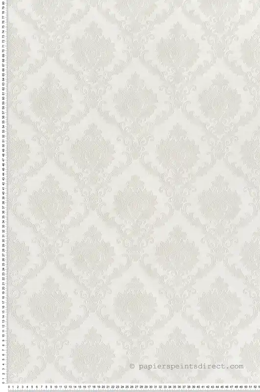 Papier peint Médaillon Classique blanc gris irisé - Venise de Montecolino Réf. MC-23640 Super Prix