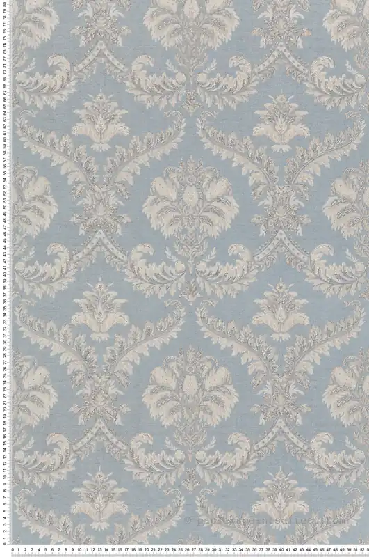 Papier peint Médaillon Baroque bleu céleste doré - Venise de Montecolino Réf. MC-23606 Bon Plan