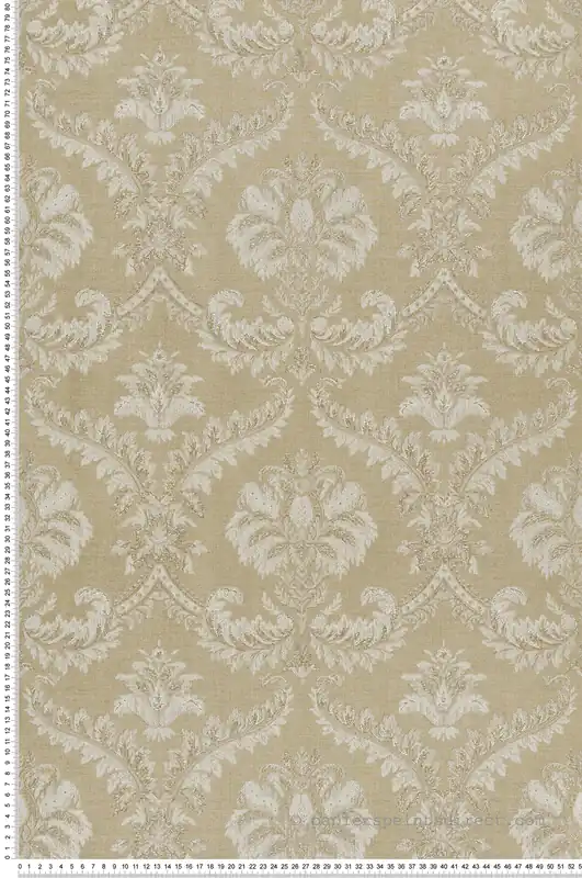 Papier peint Médaillon Baroque beige vanille doré - Venise de Montecolino Réf. MC-23603 Expédition Rapide