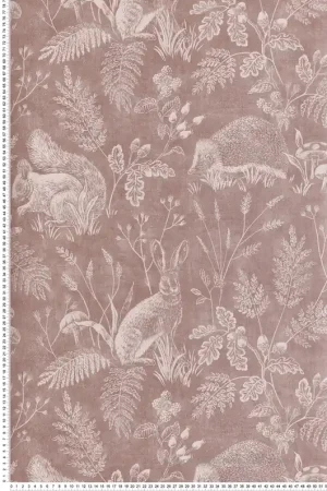 Papier peint Toile de Jouy Animaux Woodland rose brun - Beaux Arts de Lutèce Réf. LTC-M1803 Remise