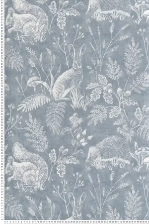 Commande En Gros Papier peint Toile de Jouy Animaux Woodland bleu - Beaux Arts de Lutèce Réf. LTC-M1802