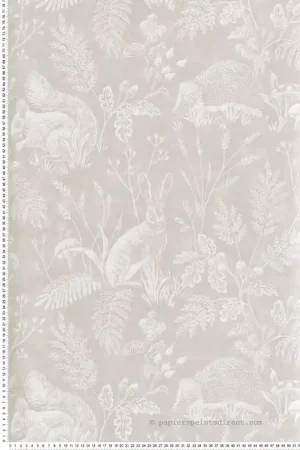 Papier peint Toile de Jouy Animaux Woodland beige - Beaux Arts de Lutèce Réf. LTC-M1800 Populaire