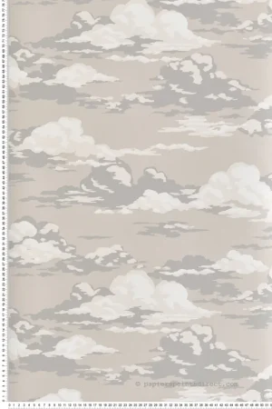 Quantité Limitée Papier peint Ciel Nuageux Cumulus beige - Beaux Arts de Lutèce Réf. LTC-M1809