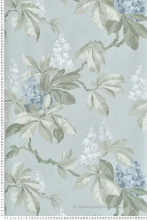 Papier peint Floral Chestnut Vintage bleu clair - Beaux Arts de Lutèce Réf. LTC-M1819 Dernier Modèle