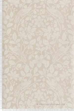Papier peint Oiseau Floral Marlow beige - Beaux Arts de Lutèce Réf. LTC-M1817 Vente Flash
