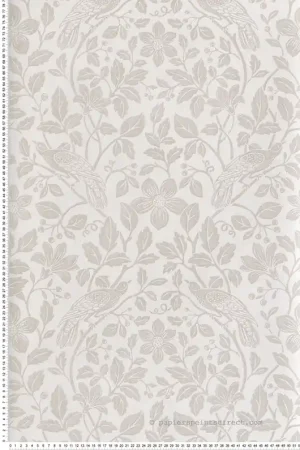 Top Vente Papier peint Oiseau Floral Marlow grège - Beaux Arts de Lutèce Réf. LTC-M1815