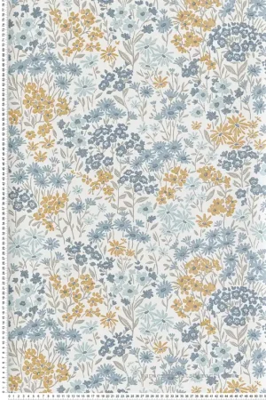 Seulement Aujourd'hui Papier peint Fleur Marguerite Ditsy Daisies bleu - Beaux Arts de Lutèce Réf. LTC-M1814