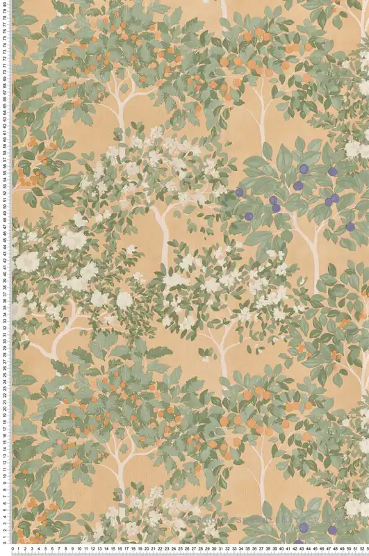 Remise Papier Peint Arbre Jardin Fleuris orange - Flora d‘Ugépa Réf. UGP-M87305