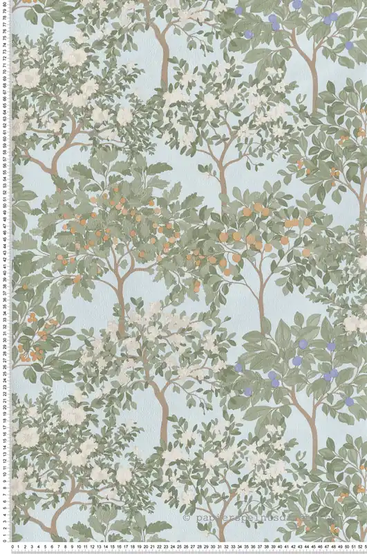 Livraison Express Papier Peint Arbre Jardin Fleuris bleu - Flora d‘Ugépa Réf. UGP-M87301