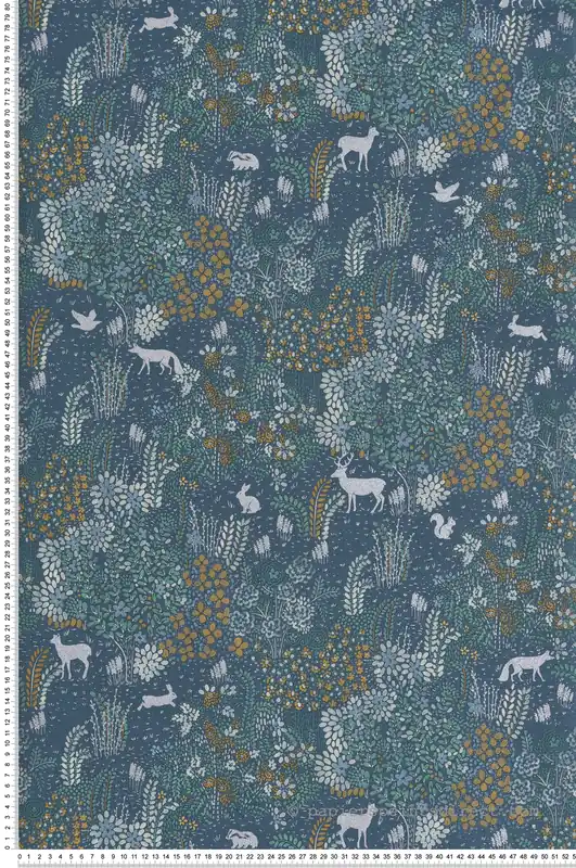 Prix Réduit Papier Peint Animaux Forêt Wonderland bleu argenté - Flora d‘Ugépa Réf. UGP-M86701