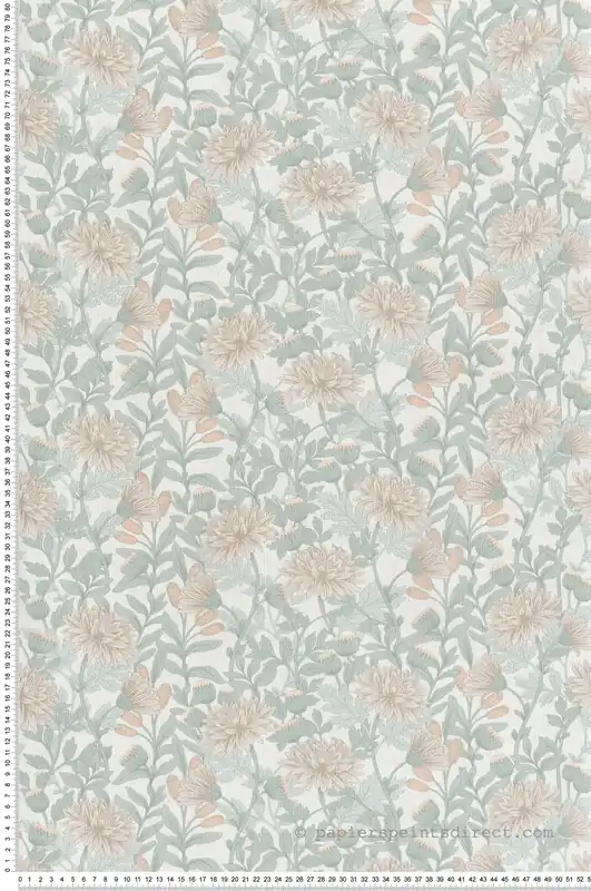 Papier Peint Fleur Oeillets vert de gris rosé - Flora d‘Ugépa Réf. UGP-M88207 Promotion